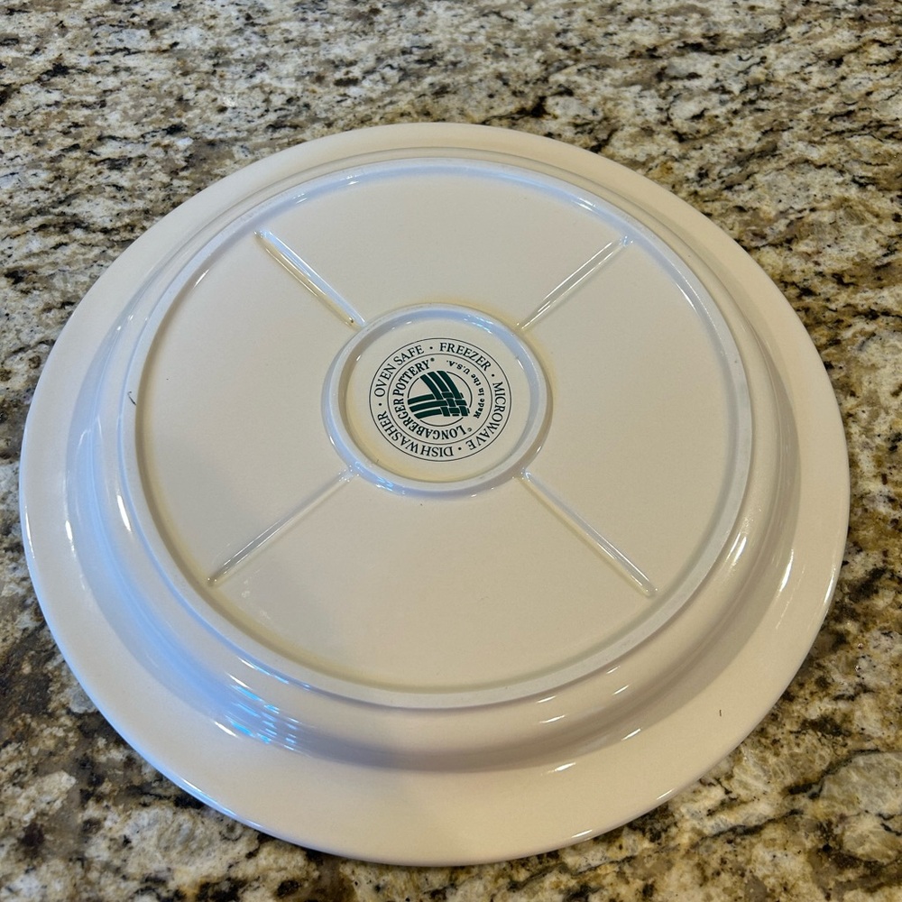 Longaberger Pottery Cream Divided Veggie/Relish Platter EUC - Picture 2 of 2